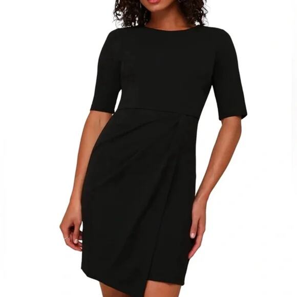 Lululs Size 1XL Black Short Sleeve Sheath Dress NWT - Picture 1 of 3